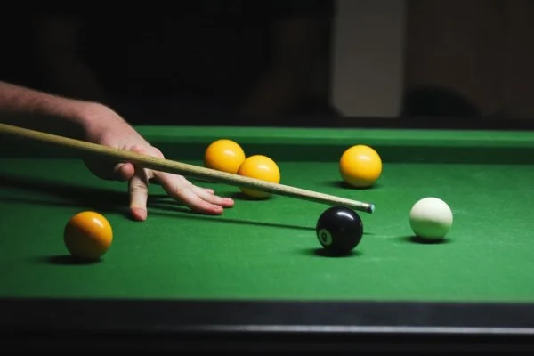 snooker player in action